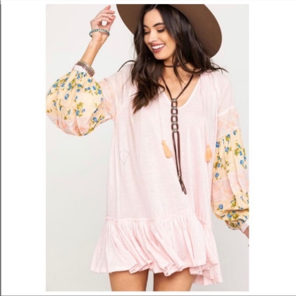 FREE PEOPLE Floral Mist Combo Dress small